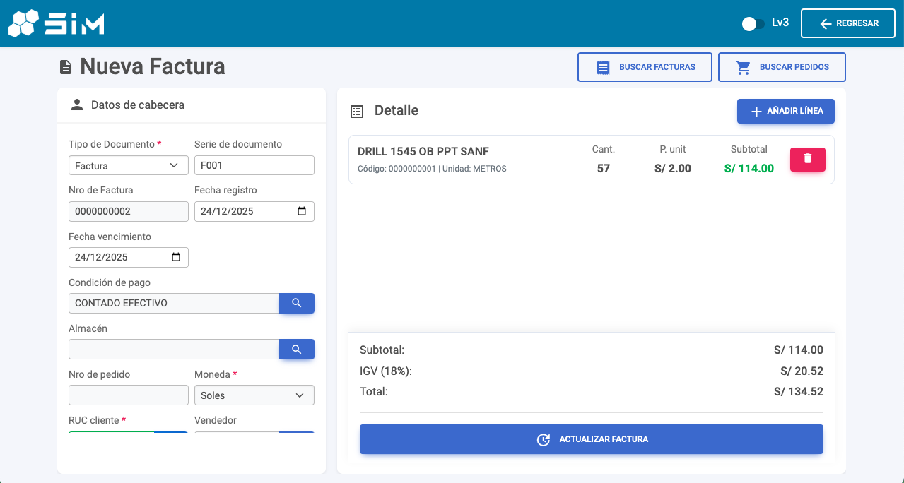 Módulo de Ventas SIM ERP